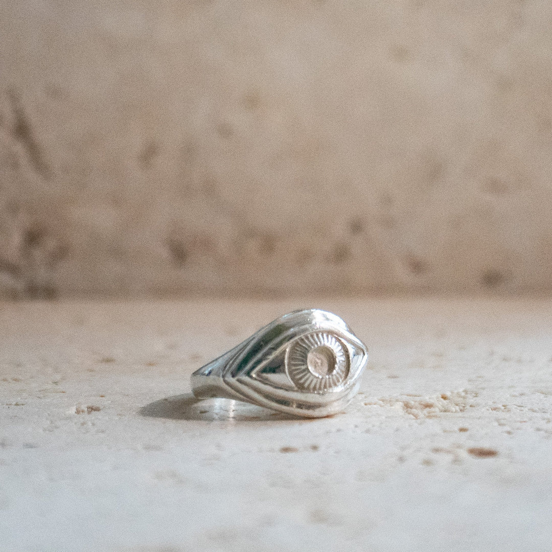 Talisman Boze Blik Protection Yeux Bague en Argent Sterling 925