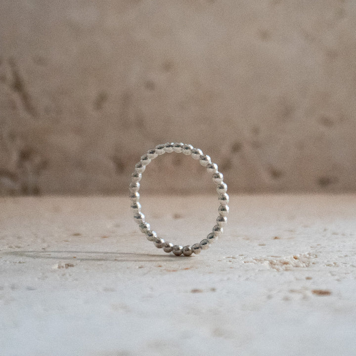 Bague à billes en argent sterling 925 - Bague empilable en billes faites à la main