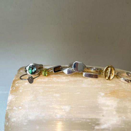 Petite bague de sceau en argent sterling 925 carrée faite à la main