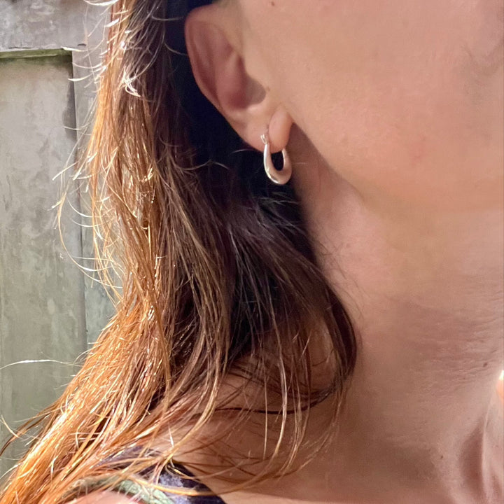Petites Créoles Chunky - Boucles d'Oreilles Ovales en Argent 925