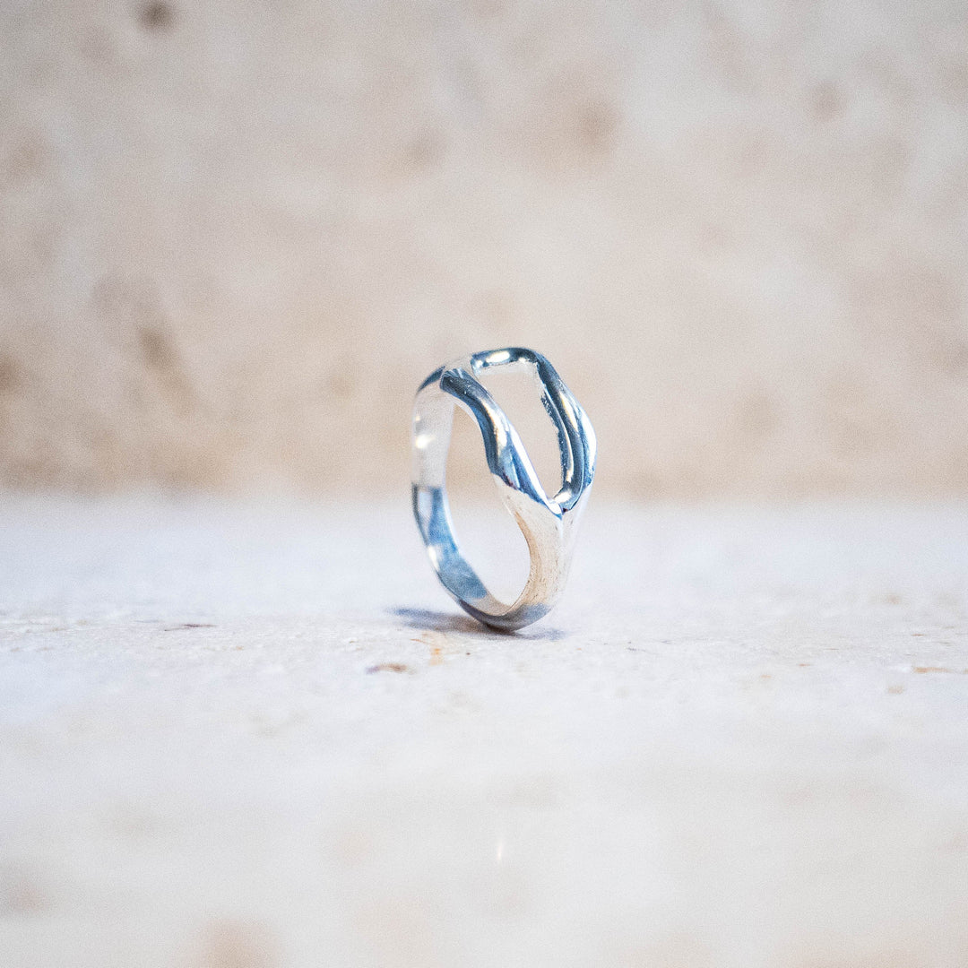 Bague organique en argent sterling 925 – fait main