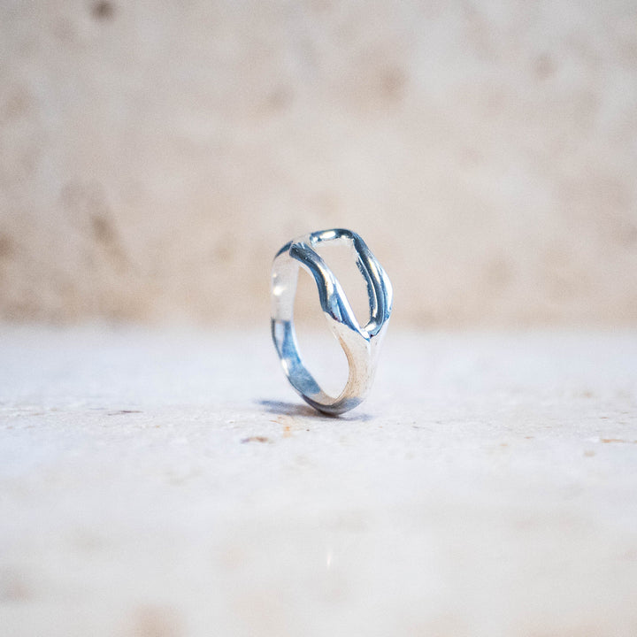 Bague organique en argent sterling 925 – fait main