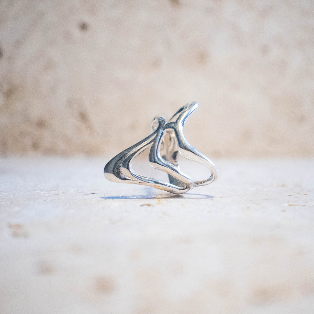 Bague asymétrique en argent sterling 925 – fait main & massif
