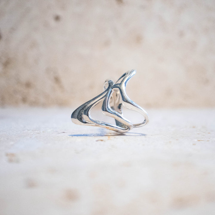 Bague asymétrique en argent sterling 925 – fait main & massif