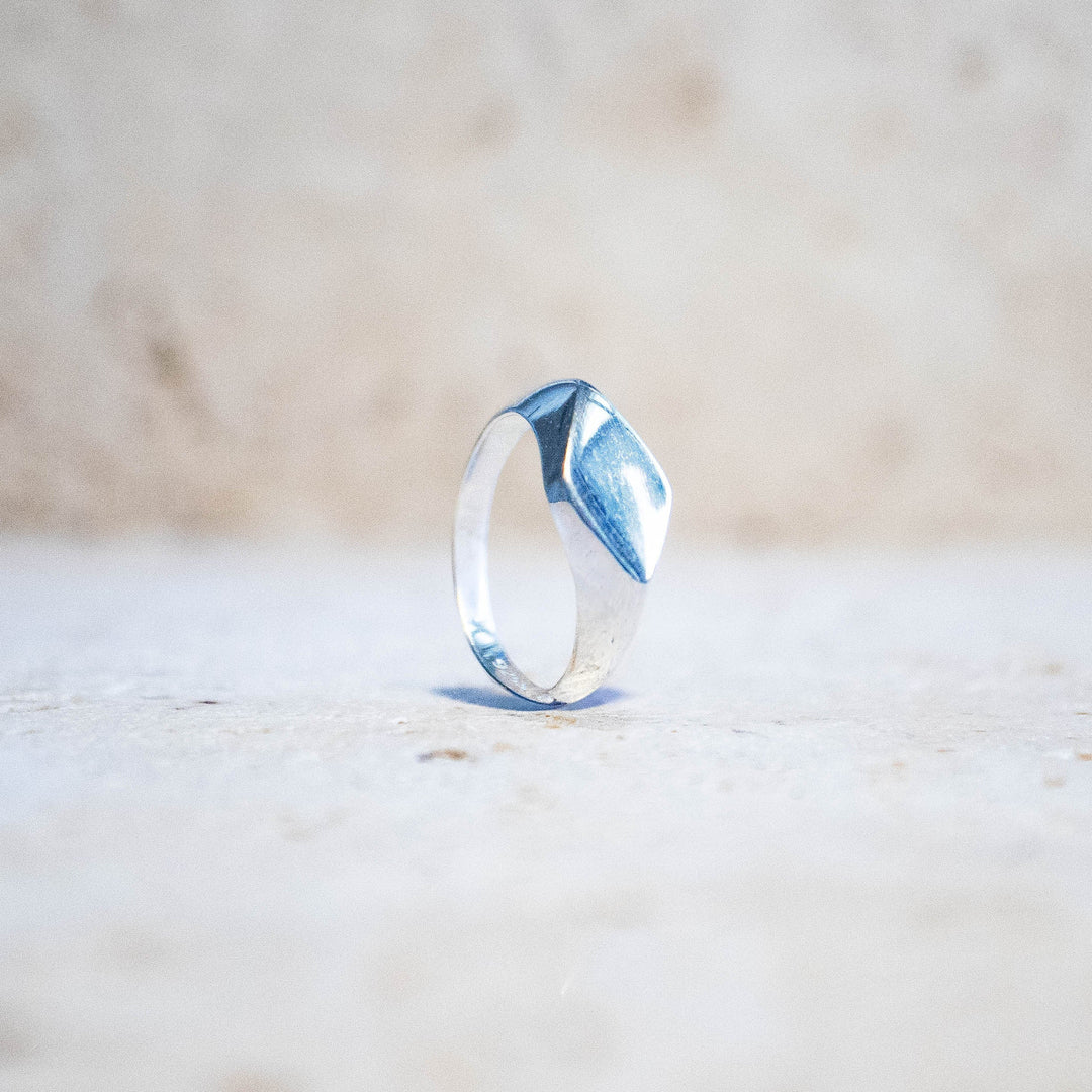 Petite bague de sceau en argent sterling 925 carrée faite à la main