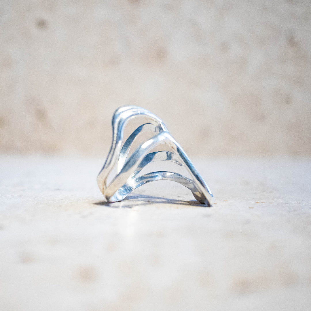 Bague asymétrique en argent sterling 925 – fait main & massif