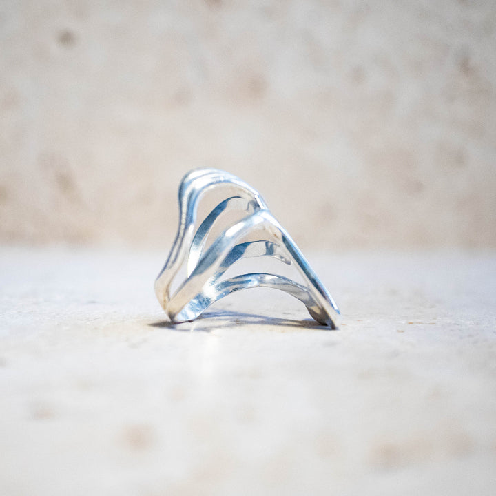 Bague asymétrique en argent sterling 925 – fait main & massif