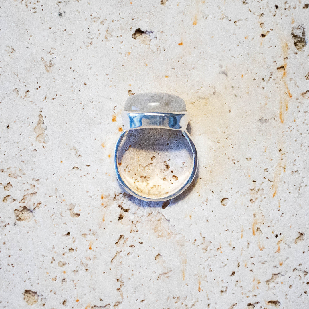 Grande Bague Ovale en Pierre de Lune en Argent Sterling 925 – Fait Main