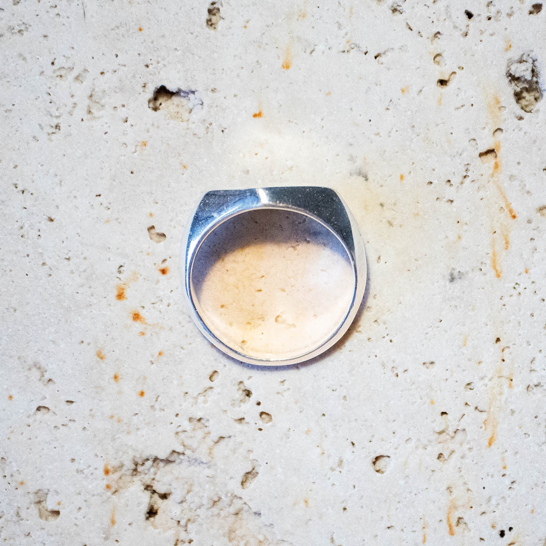Petite bague de sceau en argent sterling 925 carrée faite à la main