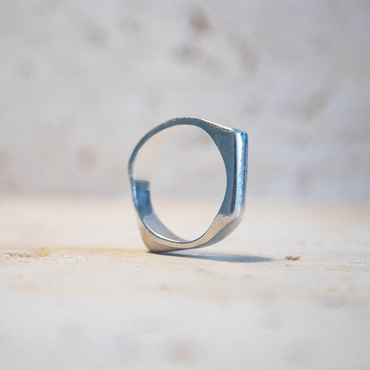 Bague asymétrique en argent sterling massif 925 – fait main