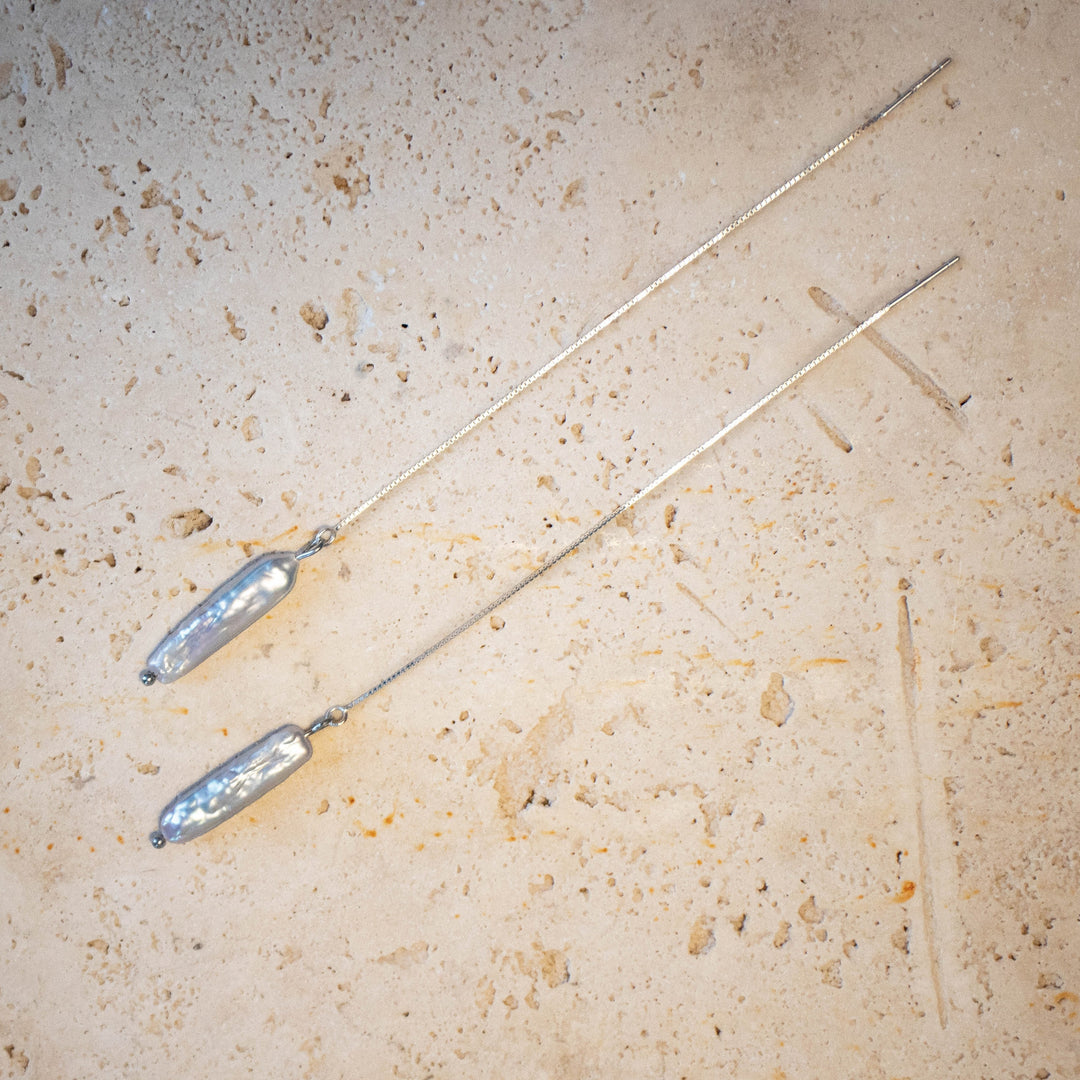 Boucles d'oreilles Threader avec Perle d'Eau Douce – Argent 925