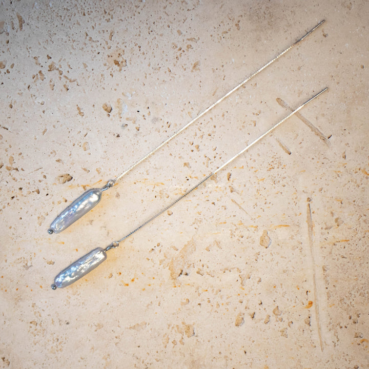 Boucles d'oreilles Threader avec Perle d'Eau Douce – Argent 925
