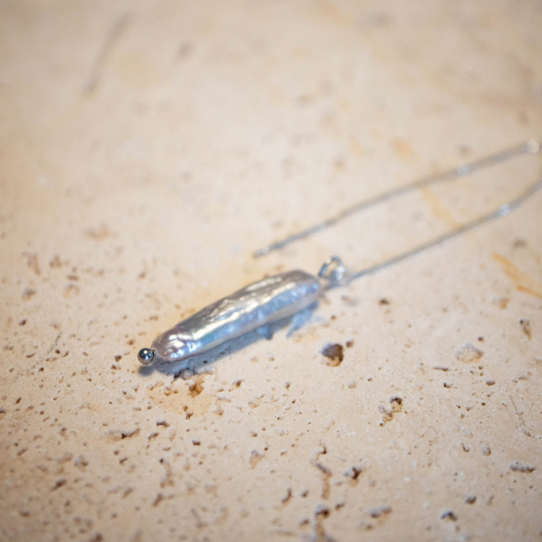 Boucles d'oreilles Threader avec Perle d'Eau Douce – Argent 925