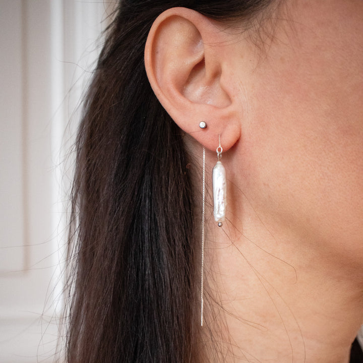 Boucles d'oreilles Threader avec Perle d'Eau Douce – Argent 925