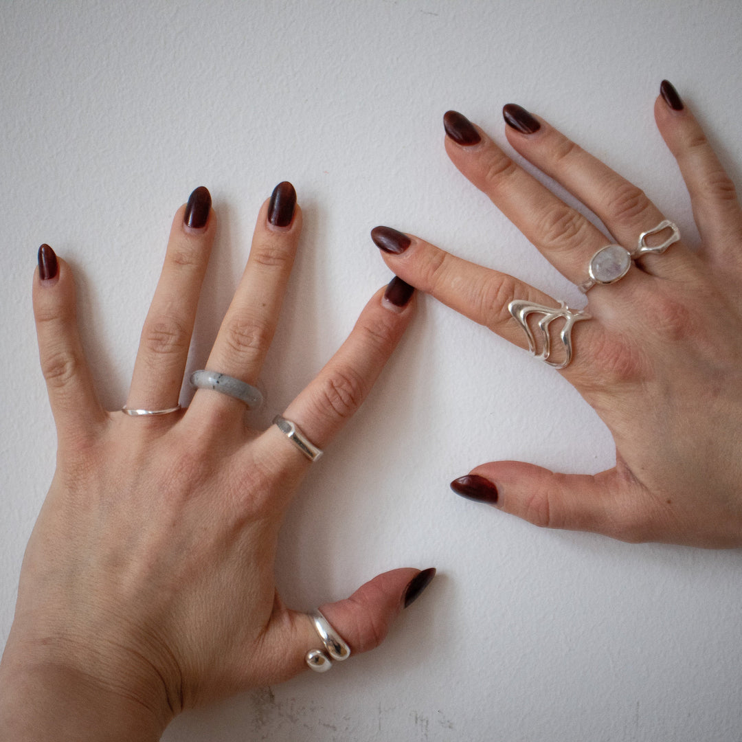 Bague organique en argent sterling 925 – fait main