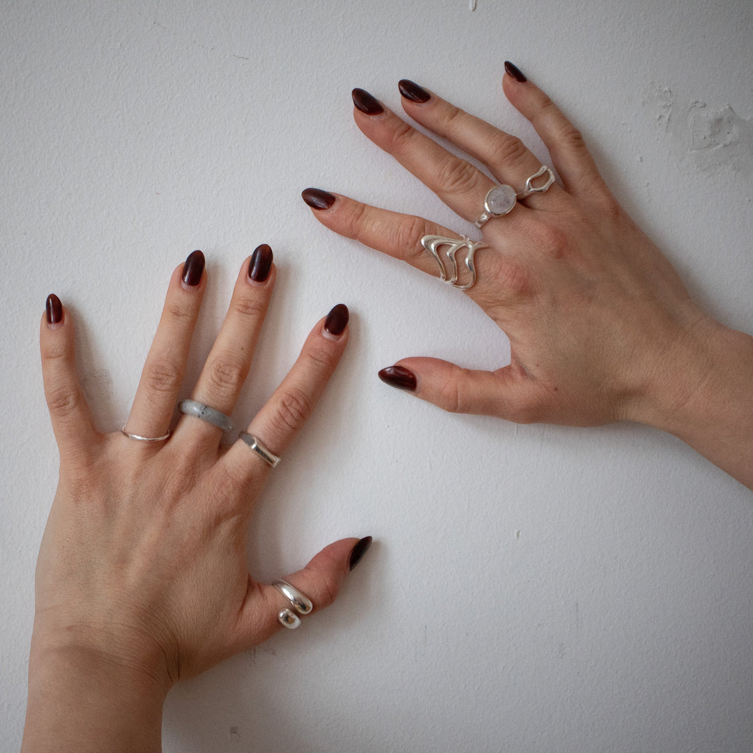 Bague asymétrique en argent sterling 925 – fait main & massif