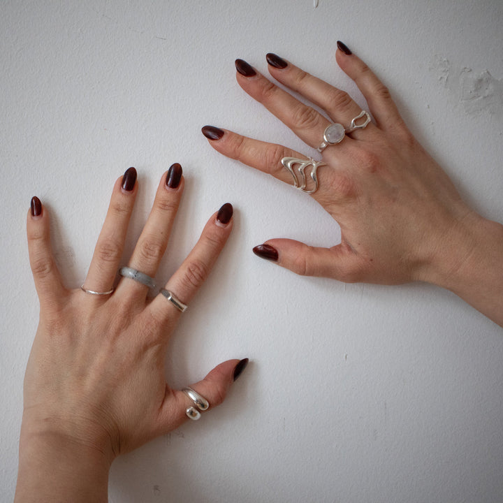 Bague asymétrique en argent sterling 925 – fait main & massif