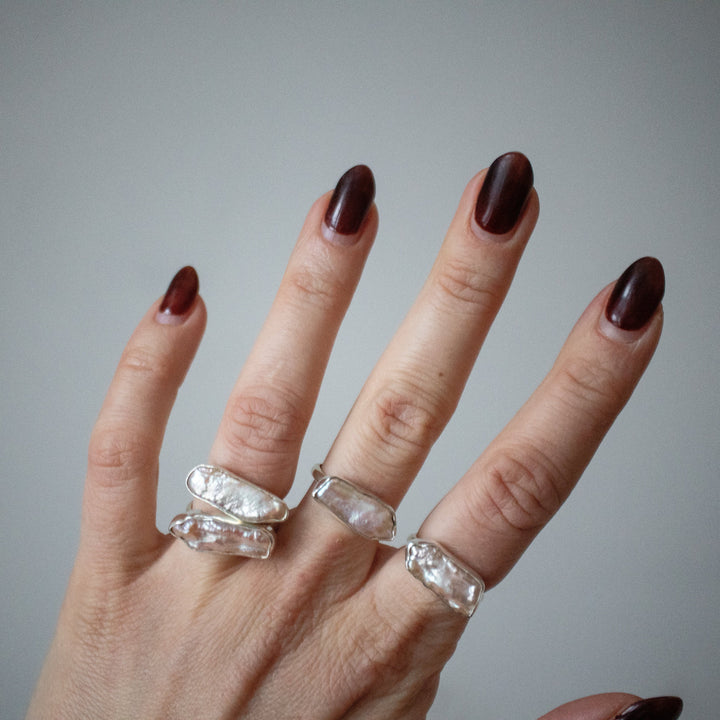 Bague en argent sterling 925 avec perle d'eau douce rose