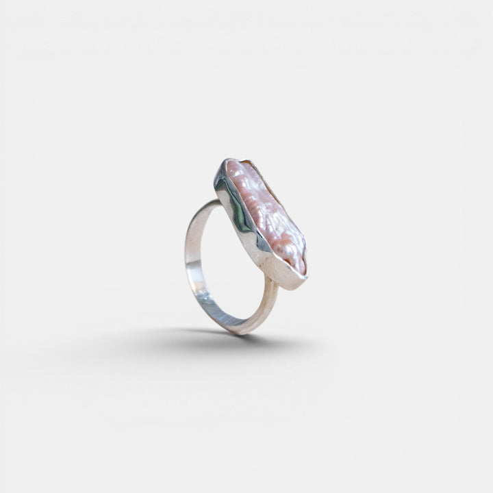 Bague en argent sterling 925 avec perle d'eau douce rose