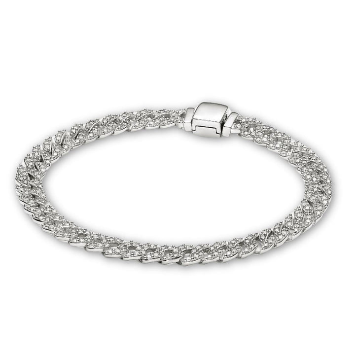 Bracelet cubain intemporel en or avec pavé
