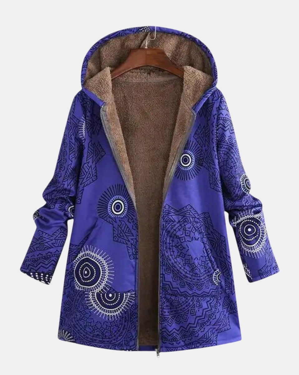 Luna - Sweat à Capuche Fleece Mandala Bleu Marine