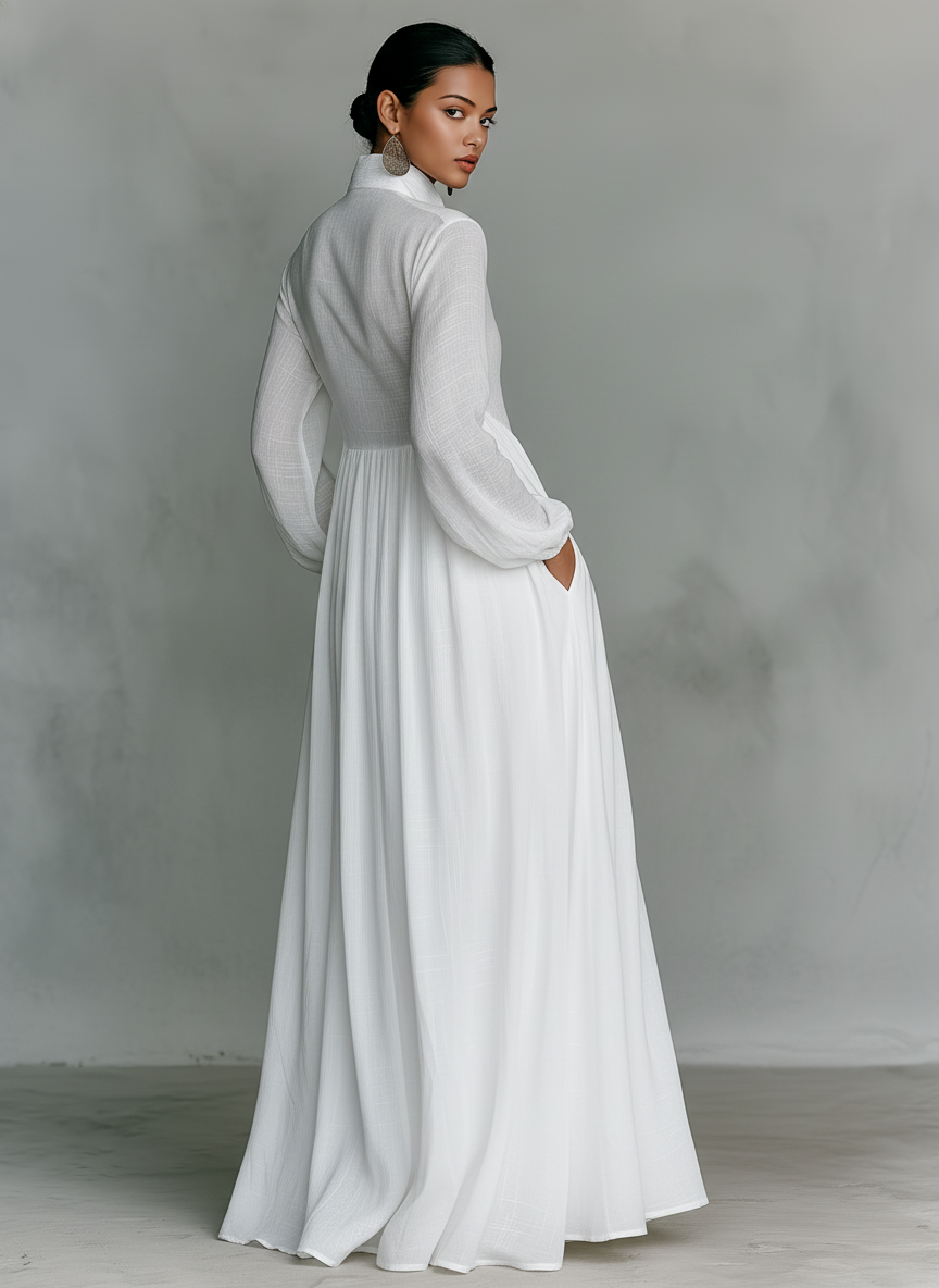 Robe Maxi Patchwork Col Montant