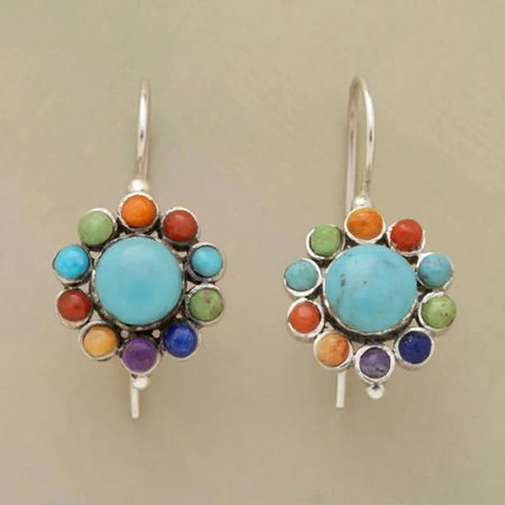 Boucles d'oreilles turquoise multi-couleurs chiques