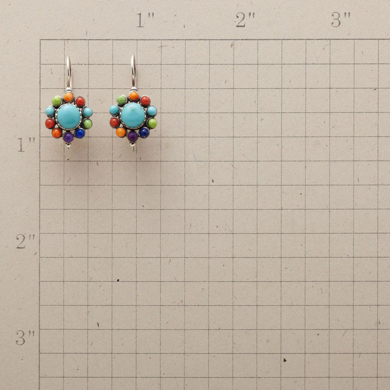 Boucles d'oreilles turquoise multi-couleurs chiques