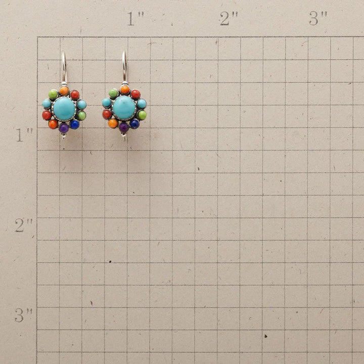 Boucles d'oreilles turquoise multi-couleurs chiques