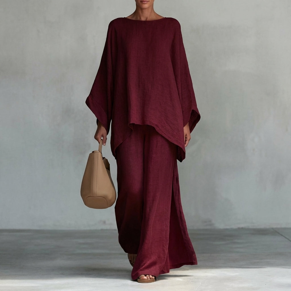 Christine | Ensemble deux pièces avec haut à manches longues et pantalon ample