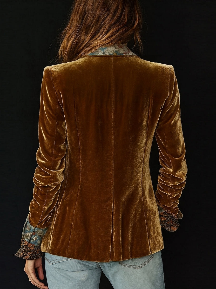 Marcela - Blazer en Patchwork avec Imprimé Floral Vintage