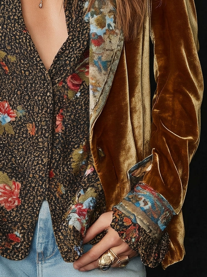 Marcela - Blazer en Patchwork avec Imprimé Floral Vintage