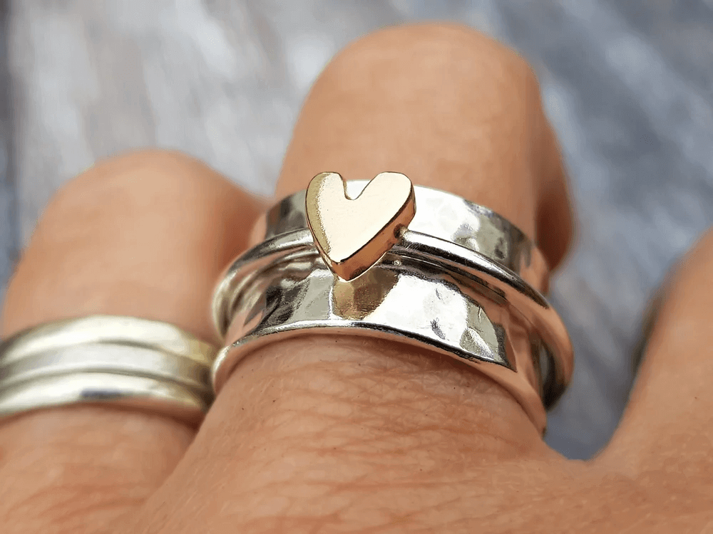 Mireia - Bague en Argent Cœur Doré