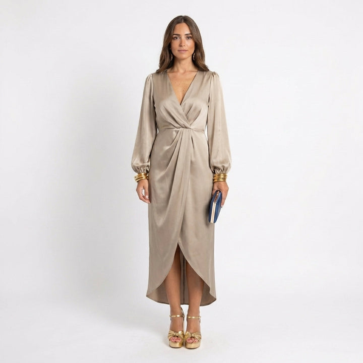 Martina | Robe de soirée midi avec drapage central