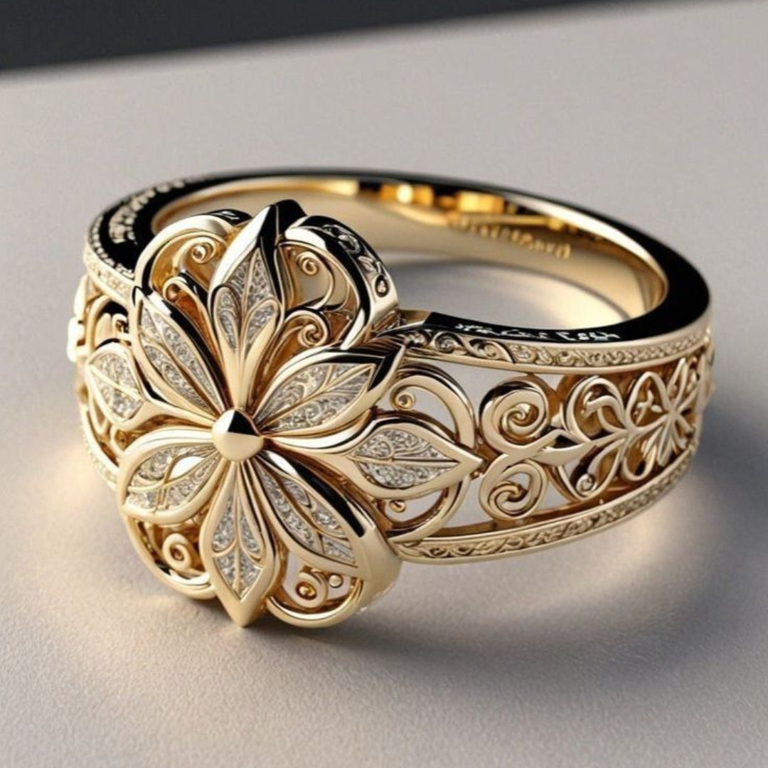 Bague en or avec zirconia en forme de fleur