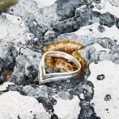 Bague Chevron double en Argent 925 Sterling fait main