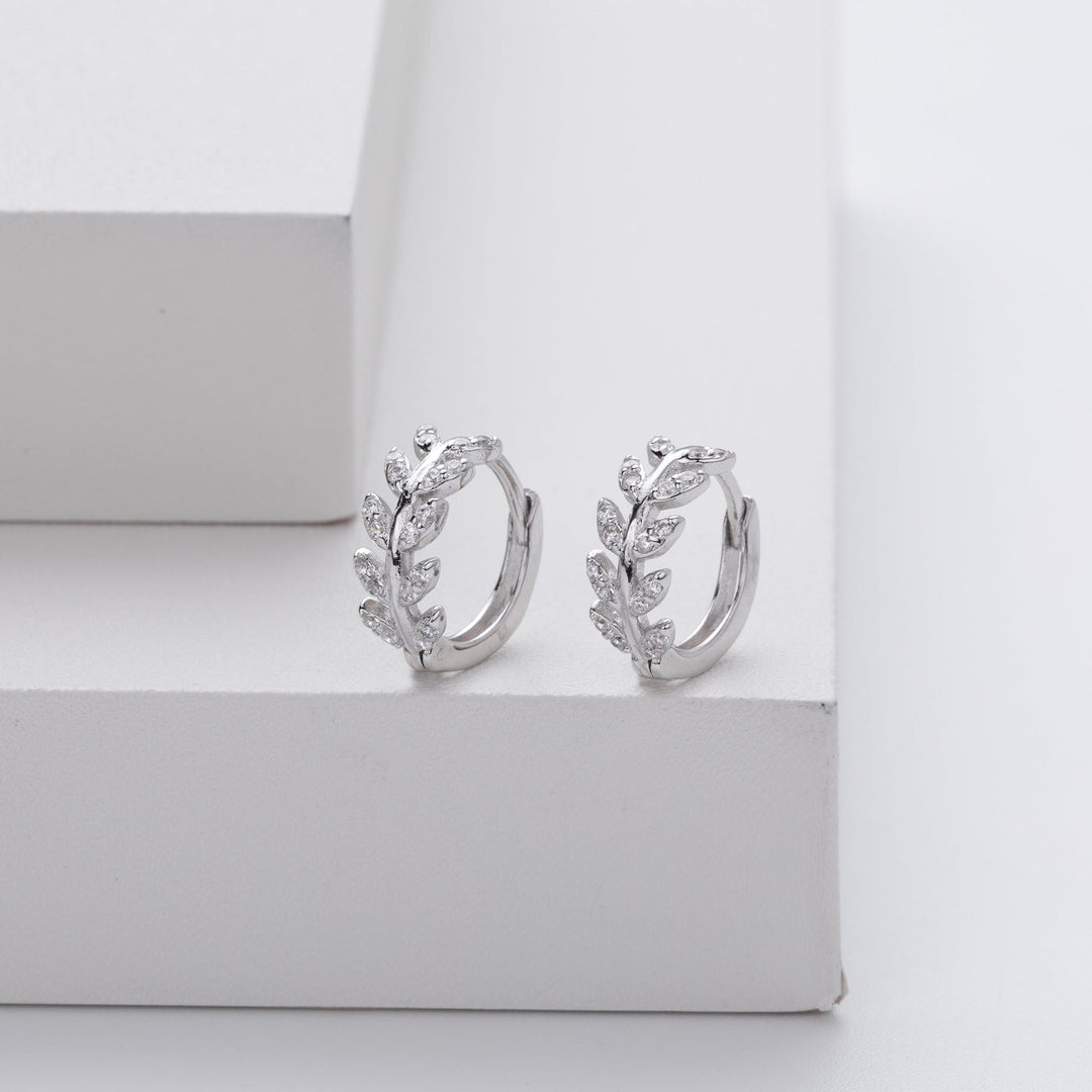 Boucles d'oreilles en argent en forme de feuille