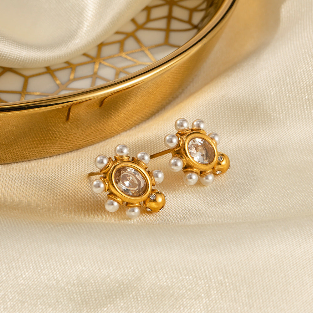 Boucles d'Oreilles en Or Fines avec Perle