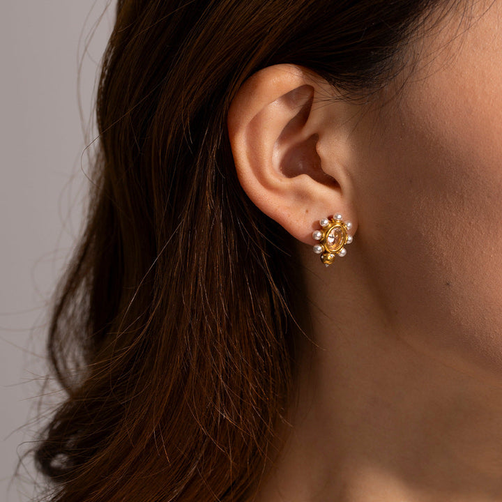 Boucles d'Oreilles en Or Fines avec Perle