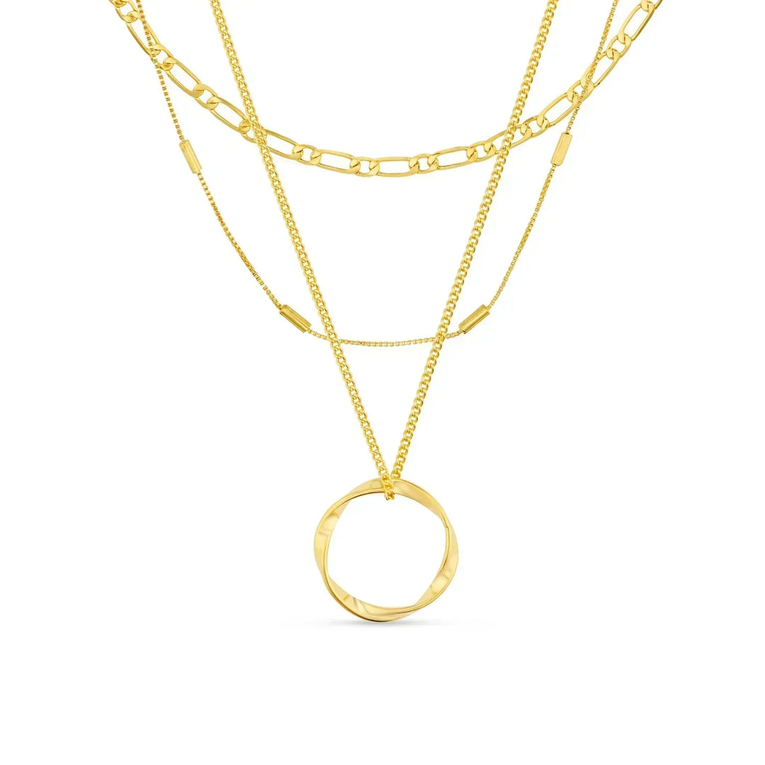 Collier ouvert Hoepel avec Trois Rangées en Or
