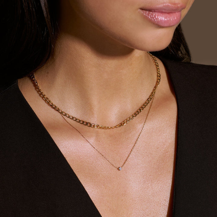 Collier vintage avec maillons plats et chaîne en or