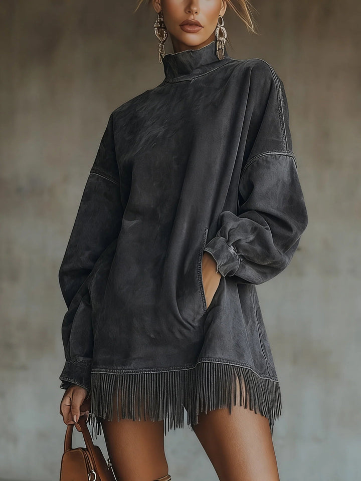 Lunarae | Robe Frangée en Suède Doux