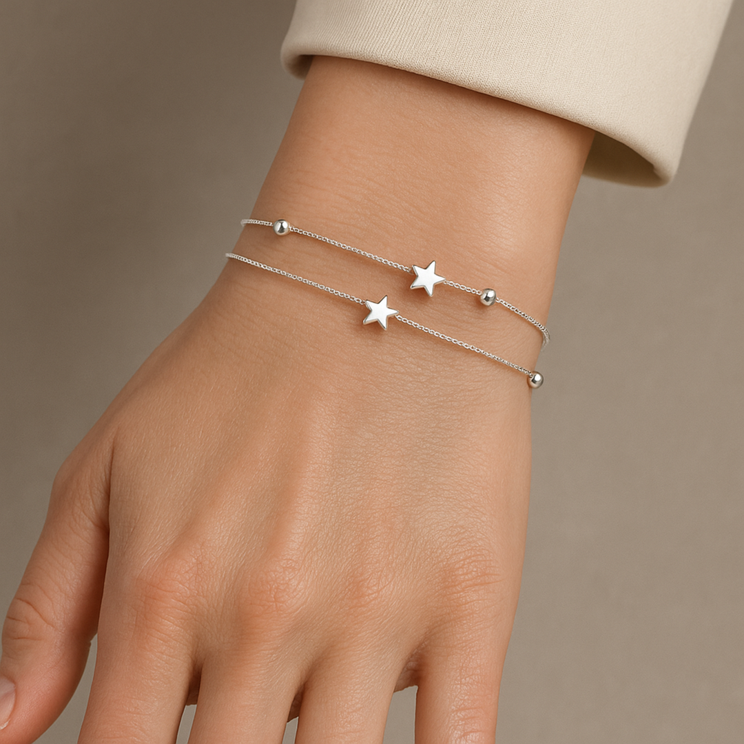 Bracelet en argent avec des étoiles