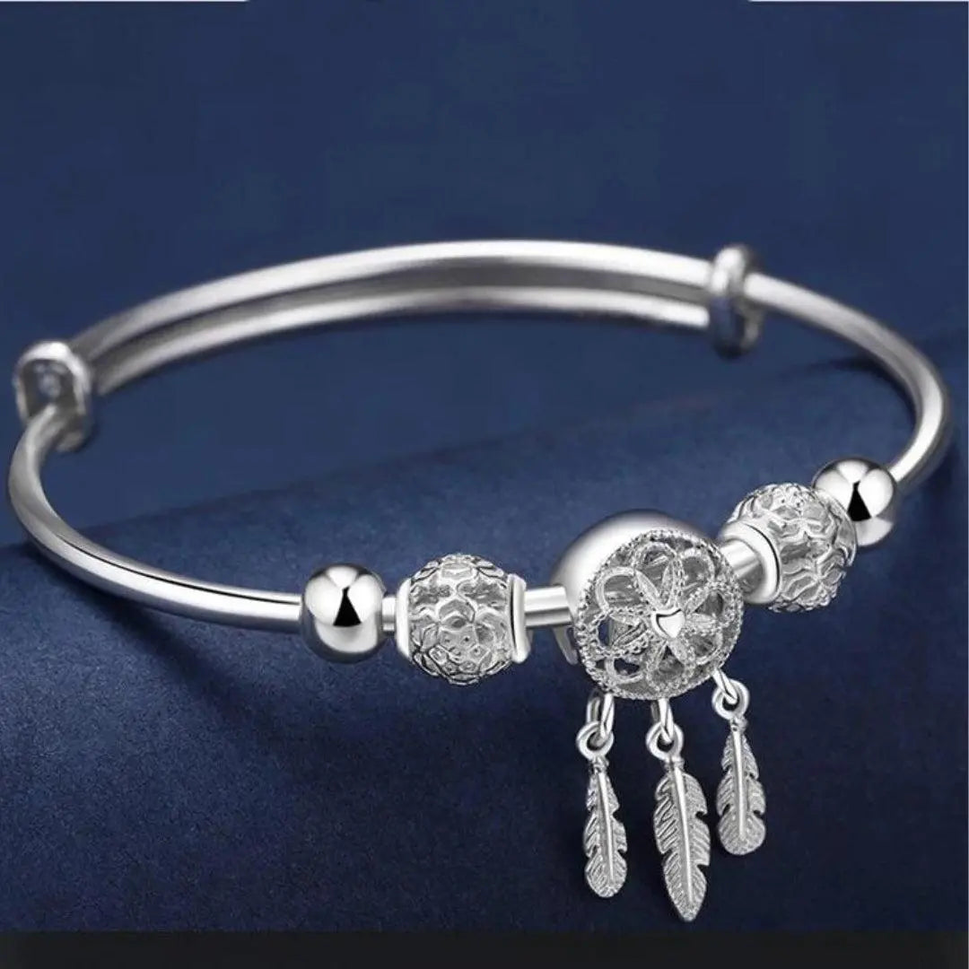 Bracelet Capteur de Rêves Rigide en Argent