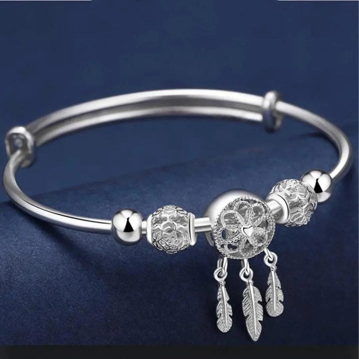 Bracelet Capteur de Rêves Rigide en Argent