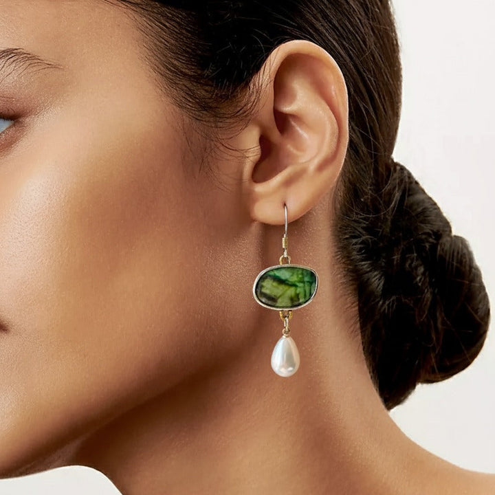 Boucles d'oreilles vintage en argent avec pierres naturelles