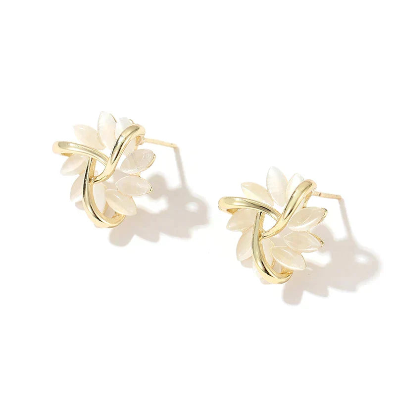 Boucles d'Oreilles en Or avec Fleurs d'Opale
