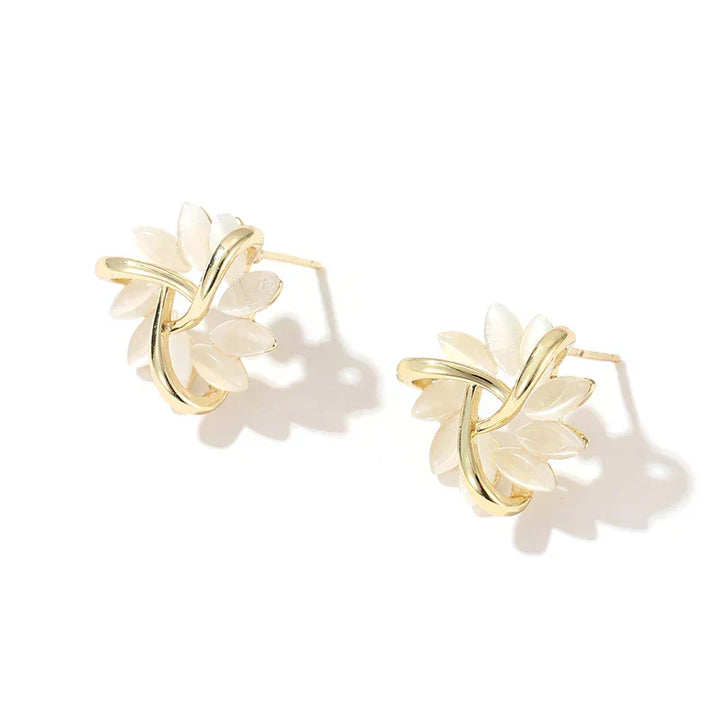 Boucles d'Oreilles en Or avec Fleurs d'Opale