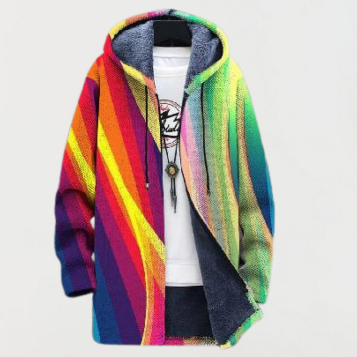 Veste à rayures arc-en-ciel