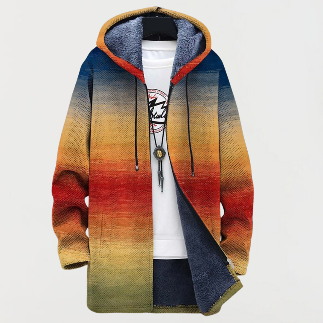 Manteau avec un motif dégradé de coucher de soleil